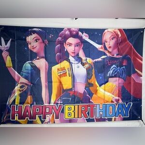 Demon Hunter Happy Birthday Backdrop Banner 5x3Ft.